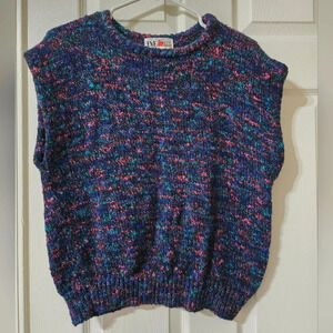 Vintage 80s/90s Eve Ltd. Wool Blend Sweater Vest, Crewneck, Multicolor, EUC!